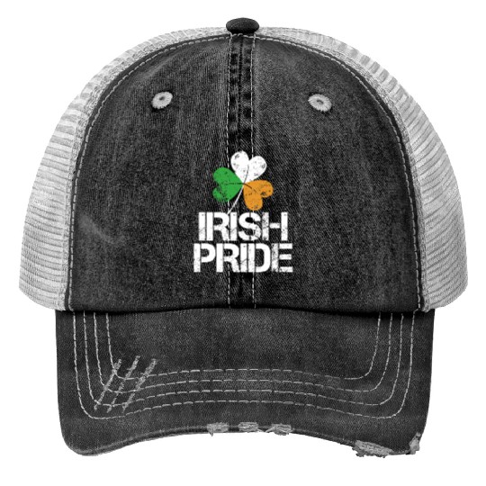 IRISH PRIDE Celtic Cross St Patricks Day Print Trucker Hats
