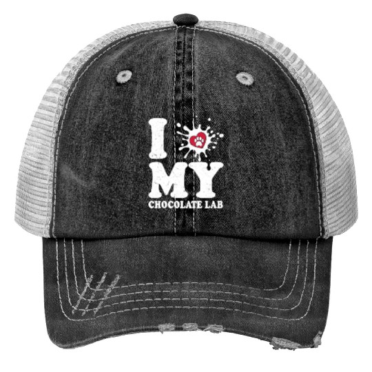 I Love My Chocolate Lab Labrador Retriever Owner Print Trucker Hats