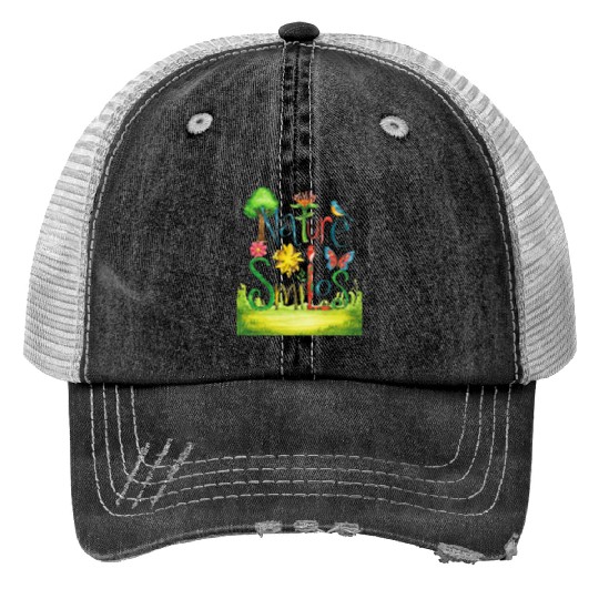 Nature Smiles - Spring Season Print Trucker Hats