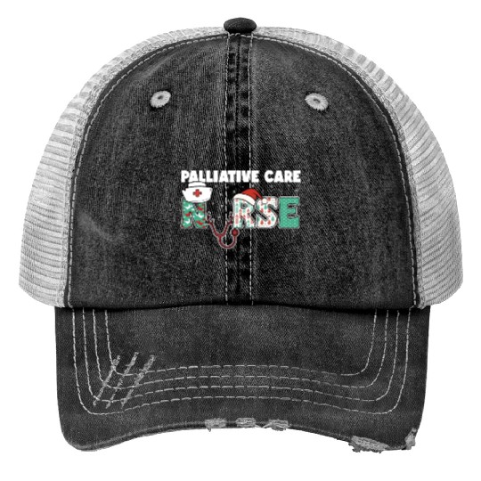 Palliative Care Nurse Christmas Print Trucker Hats