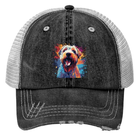 Watercolor Colorful Smooth-haired Fox Terrier Print Trucker Hats