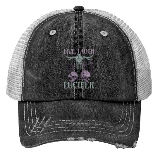 Live Love Lucifer Goth Festival Death Metal Print Trucker Hats