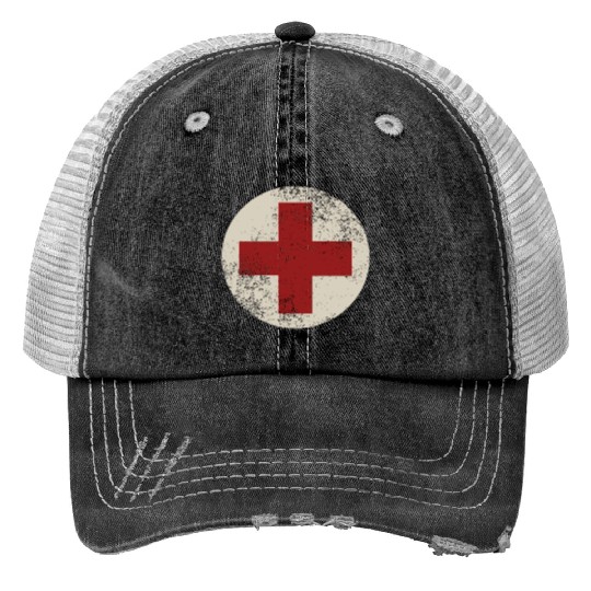 WW2 Combat Medic Symbol Print Trucker Hats