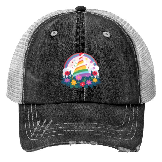 Mother's Day: Sunday cake, flower rainbow Print Trucker Hats