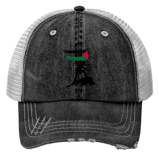 free palestine standing flag silhouette Print Trucker Hats