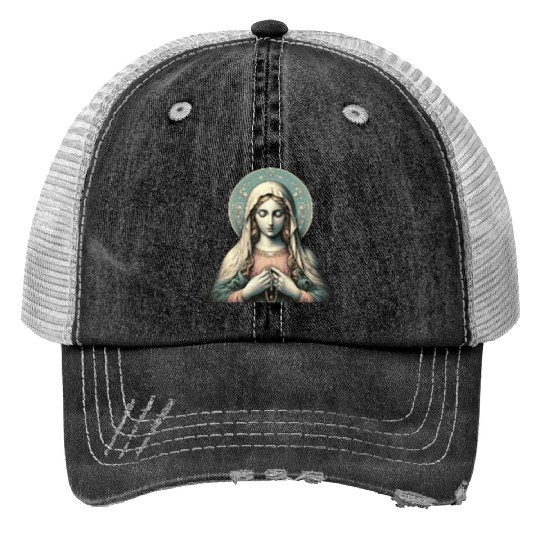 Serene Madonna ic Image Print Trucker Hats