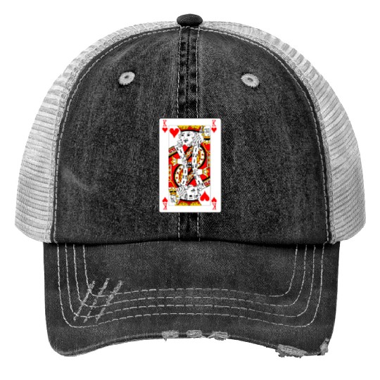 King of Hearts Playing Card Print Trucker Hats