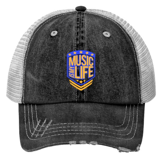 Music Is My Life Party Club Concert Sound Love Print Trucker Hats