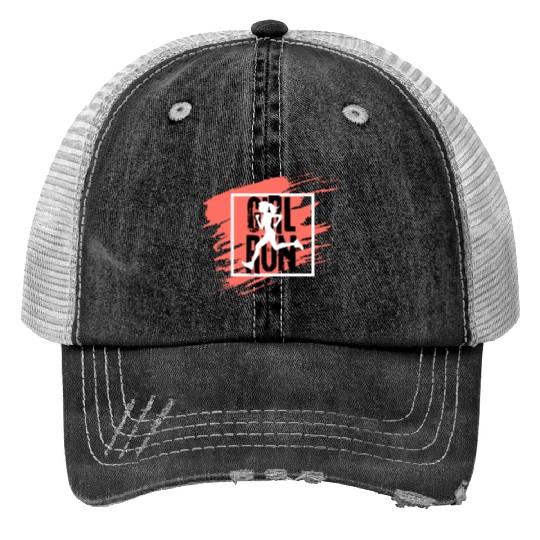 Running Girl Sporty Fitness. Print Trucker Hats