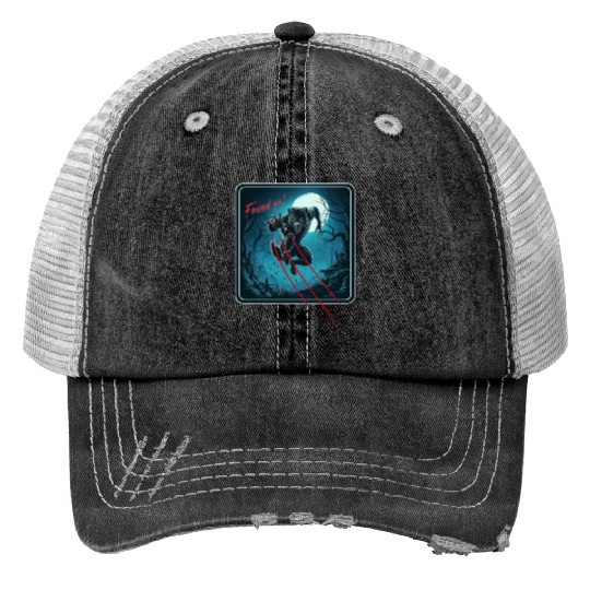 Werewolf Scratch Print Trucker Hats
