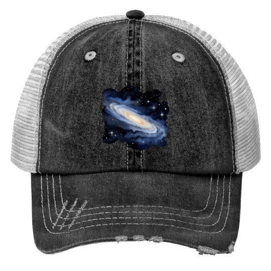 Watercolor Milky Way Print Trucker Hats