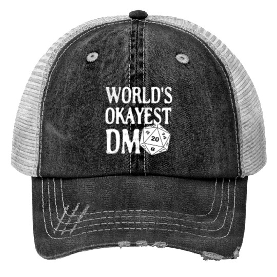 World's Okayest DM D20 Dice Dungeon Dragons Gaming Print Trucker Hats