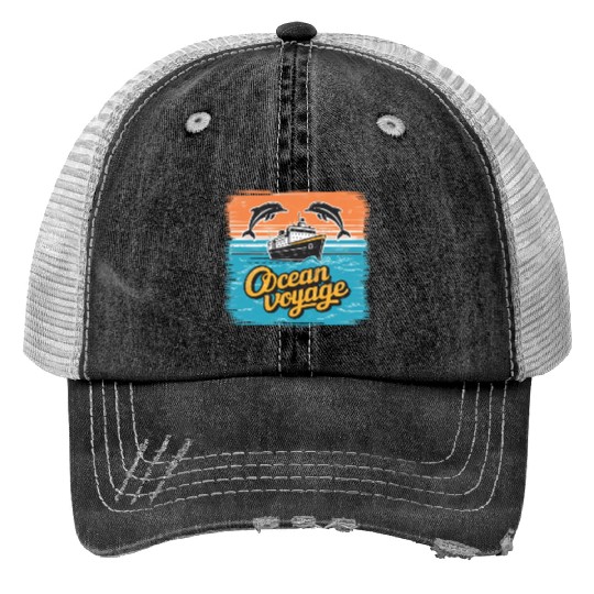 Ocean Voyage Print Trucker Hats