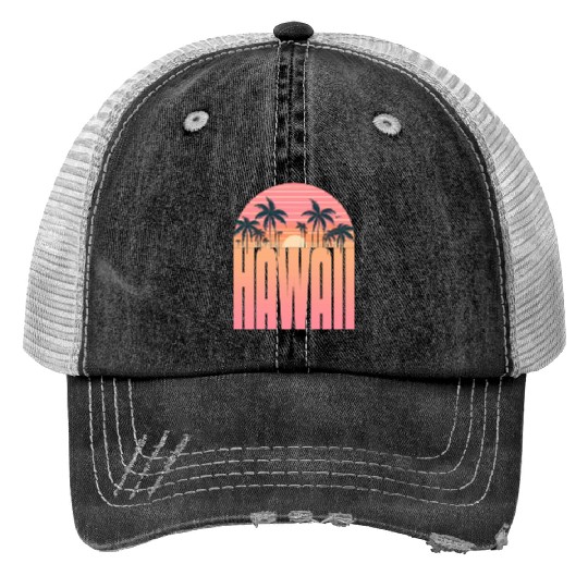 Tropical Sunset Serenity: the Aloha Spirit, Hawaii Print Trucker Hats