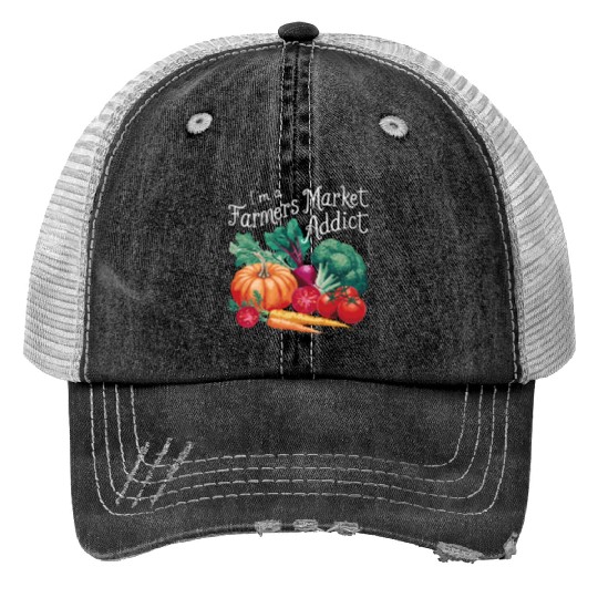 Farmers Market Farmer Agriculture Farming Food Print Trucker Hats