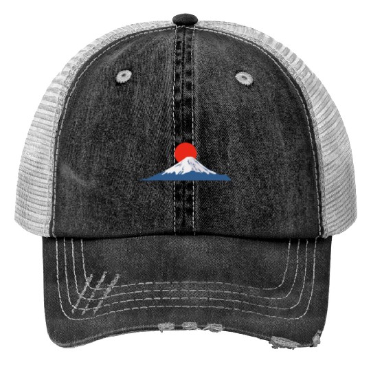 Japanese dawn on Mount Fuji Print Trucker Hats