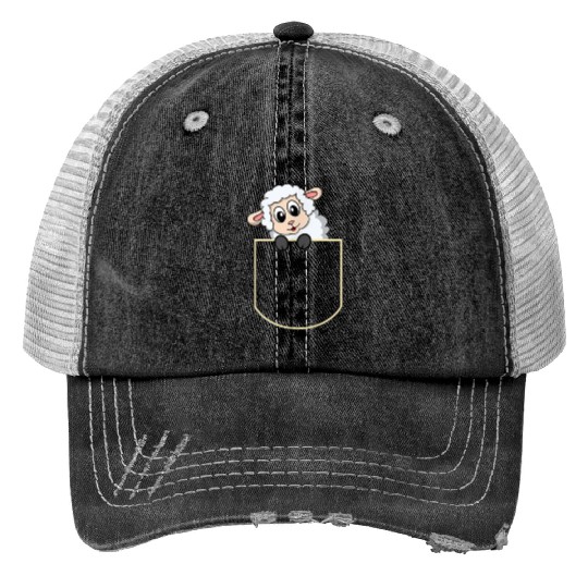 Funny Sheep Pocket Gift Print Trucker Hats