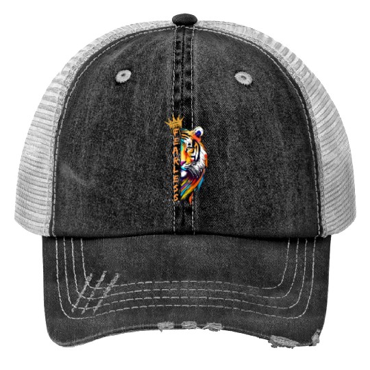 FEARLESS LIKE TIGER Print Trucker Hats