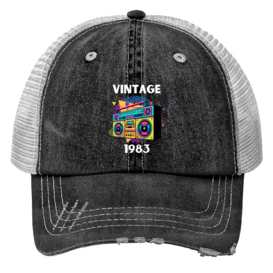 VINTAGE 1983 Print Trucker Hats