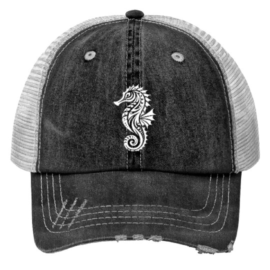 Tribal Water Seahorse Tattoo Swim Training Print Trucker Hats