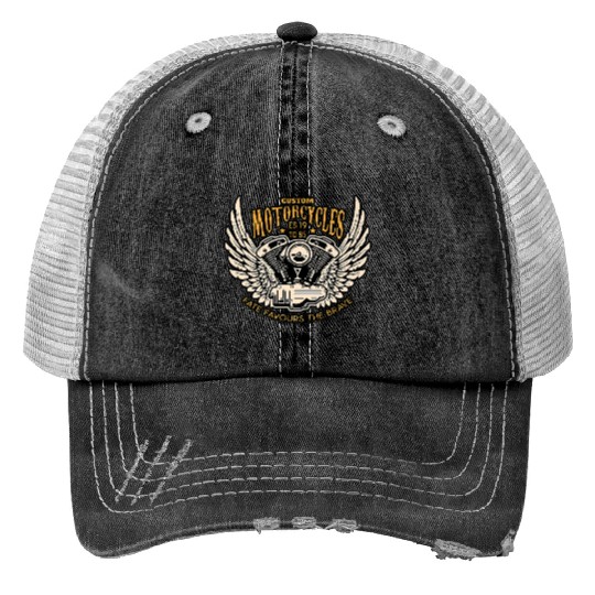 Motorcyclists chopper clothing Premium Print Trucker Hats