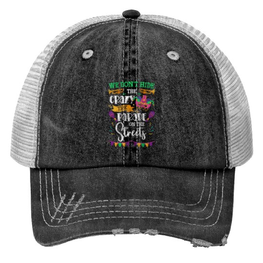 Mardi Gras Music Louisiana Queen Print Trucker Hats