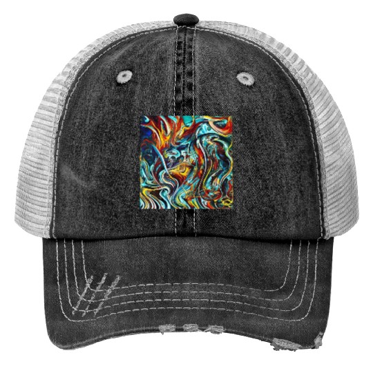 Multi abstrack Print Trucker Hats