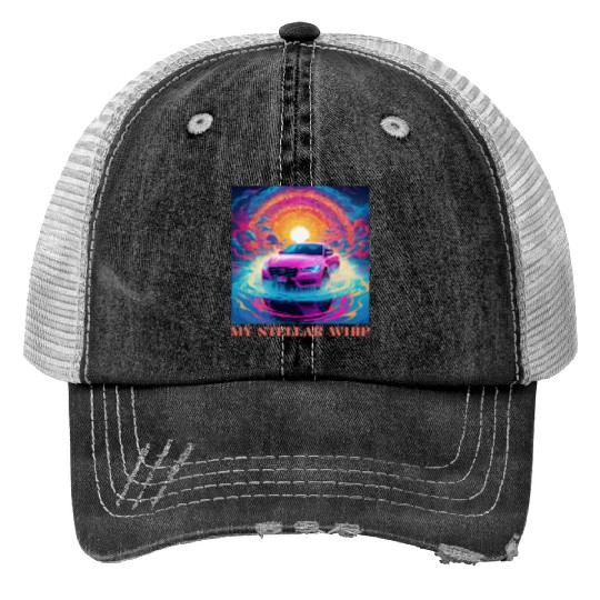 Synthwave Art Futuristic Car Print Trucker Hats