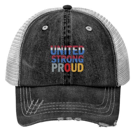 Patriotic United Color Block Design Print Trucker Hats