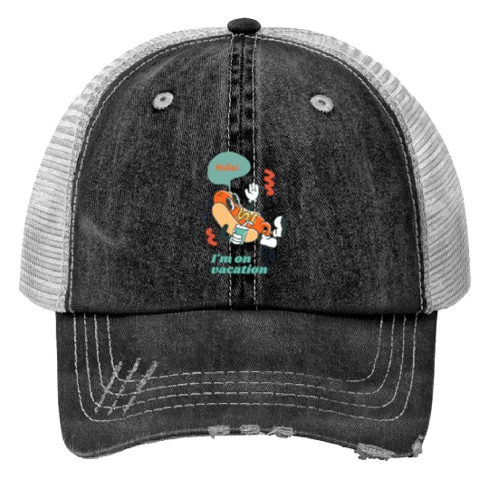 Cute funny joyful Relaxed Vacation Hot Dog Print Trucker Hats