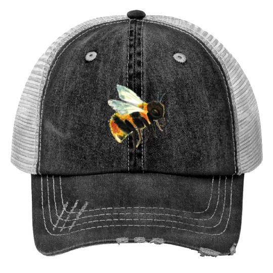 Cute Bumble Bee Flying Illustration Print Trucker Hats