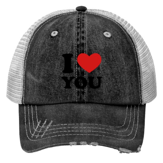 I Love You Print Trucker Hats