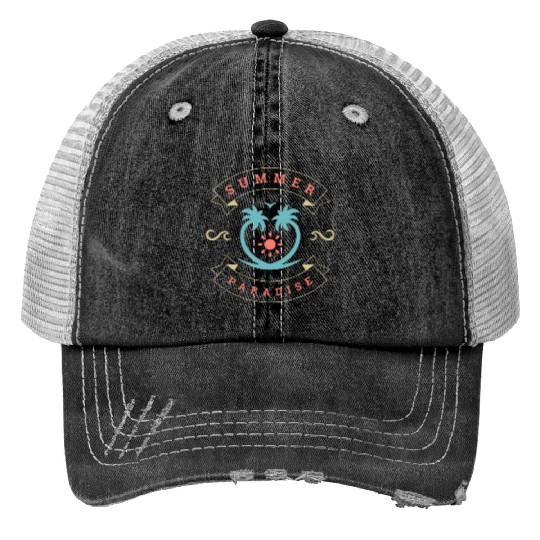 Summer Paradise Print Trucker Hats Design