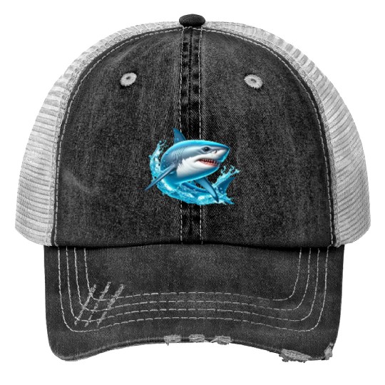 Shark Print Trucker Hats