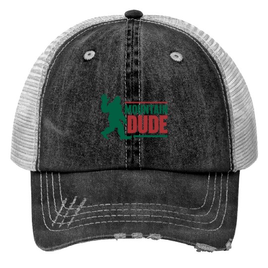 Mountain Dude Print Trucker Hats