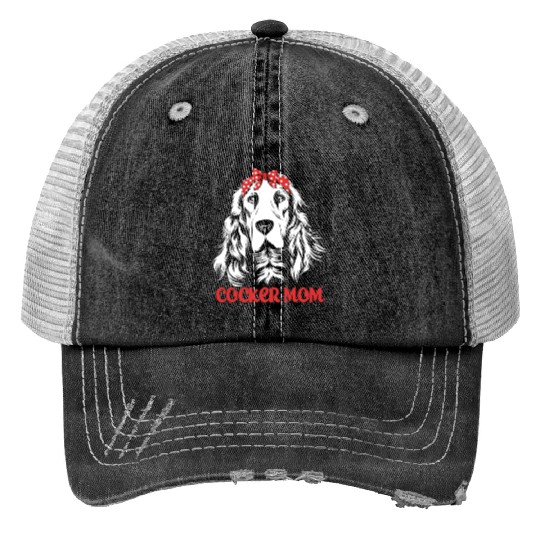 Cute Dog Hair Bow Cocker Spaniel Mom Cocker Mom Print Trucker Hats