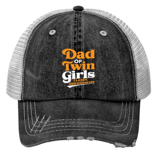 Dad of Twins Girls Print Trucker Hats Funny Father's Day