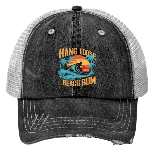 Hang Loose, Beach B Print Trucker Hats