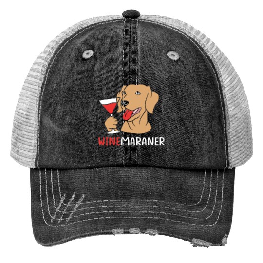 Winemaraner Dog Mom Wine Lover Funny Weimaraner Print Trucker Hats