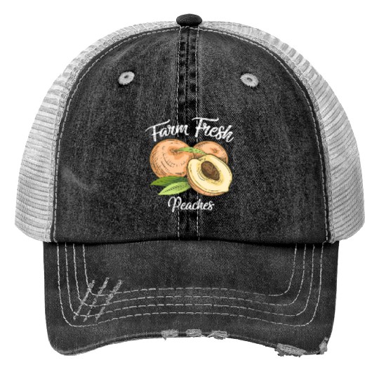 Farm Fresh Peaches Peach Lover Awesome Print Trucker Hats