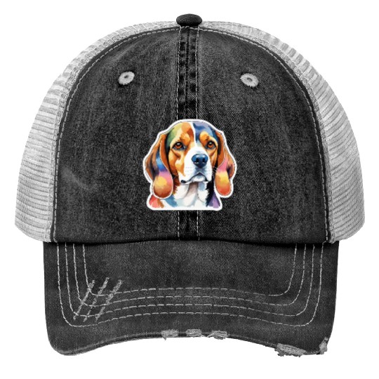 Beagle Watercolor Print Trucker Hats