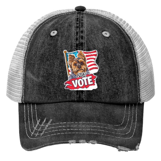 Unique American Flag Election 2024 Yorkie Gifts Print Trucker Hats
