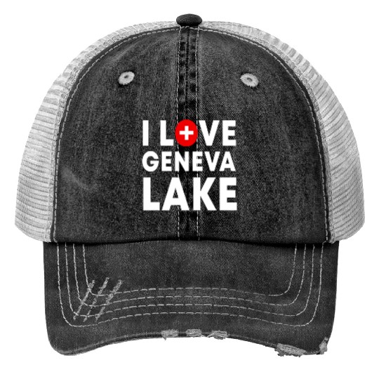 Lake Geneva Switzerland Attractions Weather Print Trucker Hats