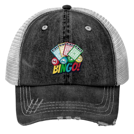 Daubers Professional Caller Bingo Lover Bingo Print Trucker Hats