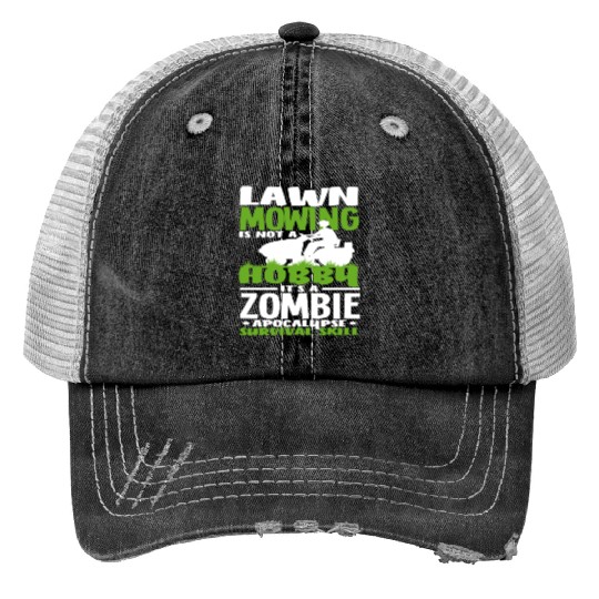 Landscaper Gardener Lawn Mowing Zombie Print Trucker Hats