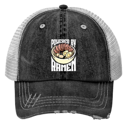 Powered By Ramen Anime Japanese Soup Cup Noodle Print Trucker Hats