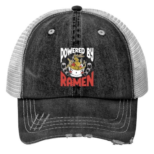 Powered By Ramen Anime Japanese Soup Cup Noodle Print Trucker Hats