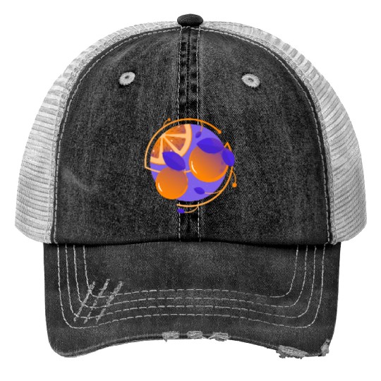 Orange Fruit Print Trucker Hats