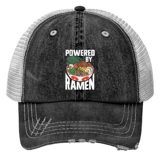 Powered By Ramen Anime Japanese Soup Cup Noodle Print Trucker Hats