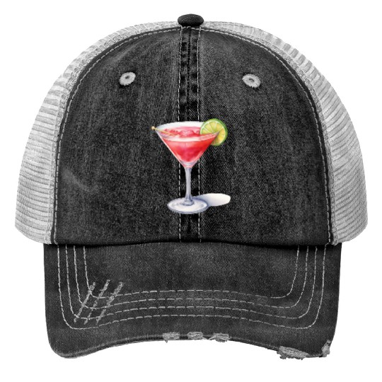 Martini Cocktail Print Trucker Hats
